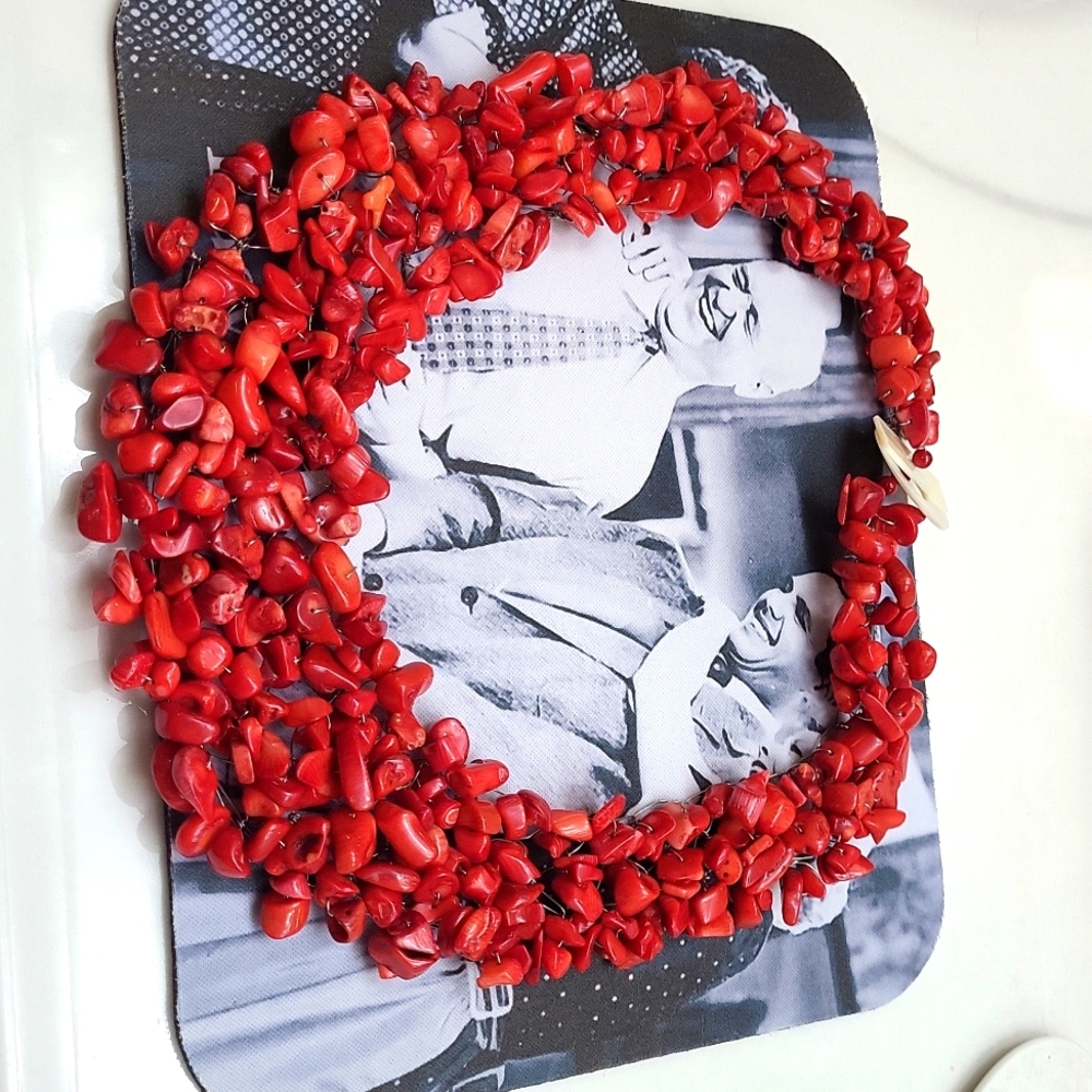 Beautiful red coral bib necklace